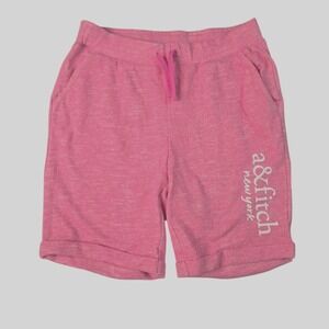 Abercrombie Kids Sweat Shorts Girls 11/12 Pink Heather Logo Athleisure Comfy